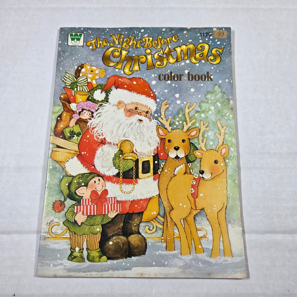 Vintage 1980 Whitman The Night Before Christmas Color Book Santa Reindeer 1125
